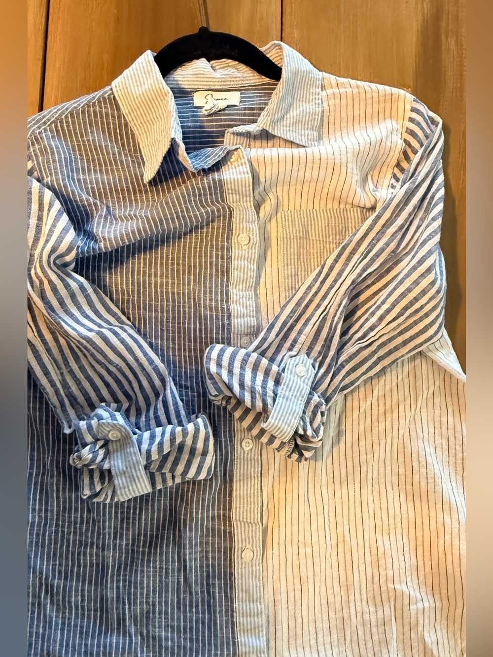 Japna Mixed Stripe Cotton Button Front Shirt Coastal Classic Lightweight summer - Picture 7 of 10